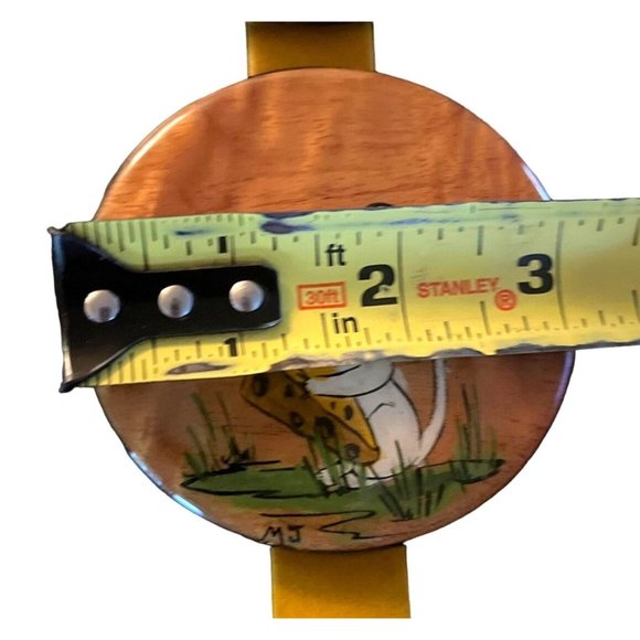 Vtg Hand Painted Wooden Wall Art 3pcs Connected Circles in Velvet Ribbon Mice - Picture 8 of 8